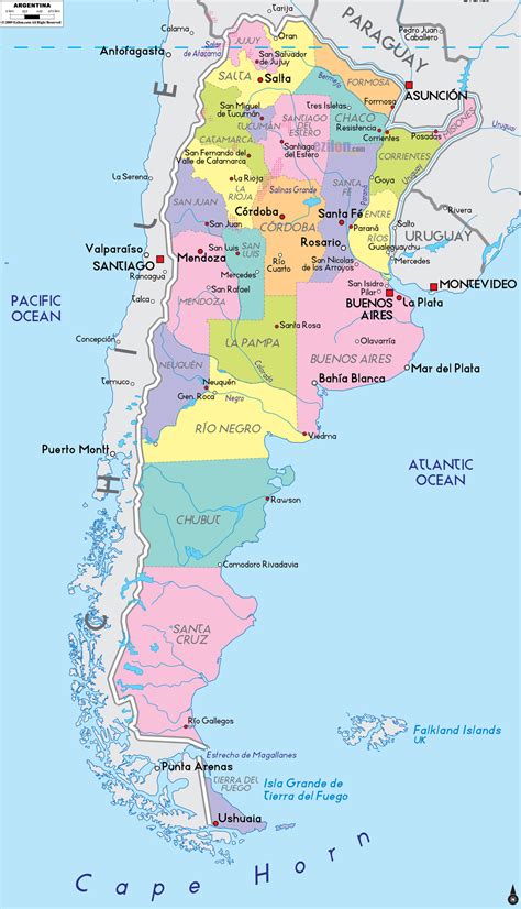argentina map with major cities